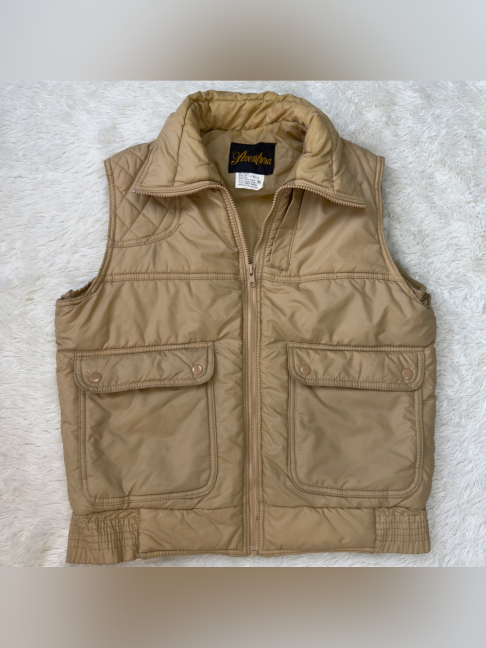 Vintage Aventura Womens Tan Quilted Puffer Vest Size Medium